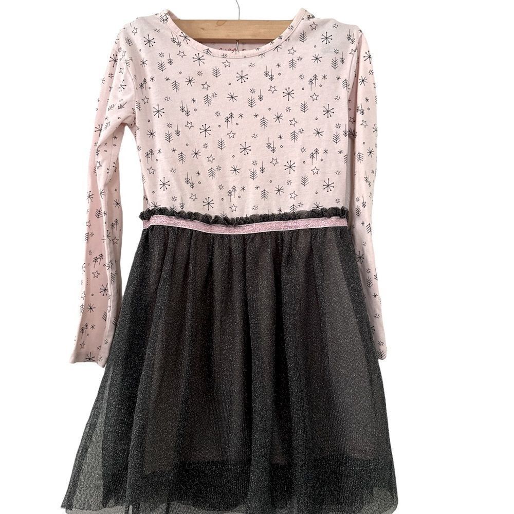 Cat & Jack pink and grey dress with black stars & arrows print. EUC